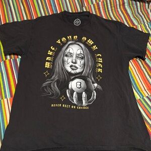 ODM graphic logo T-shirt make your own luck never rely on chance size large